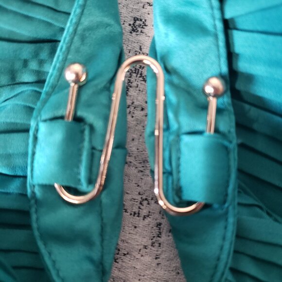 LUXXEL Deep Teal Emerald Green Ruffled Costume Piece w Halter Crop Top + Skirt - Picture 12 of 16